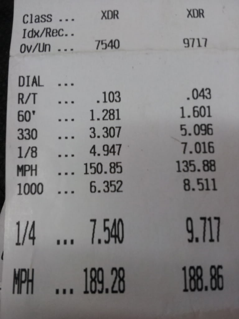 drag racing slip, 7.54 sec 1/4 mile