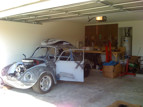 VW Beetle in garage