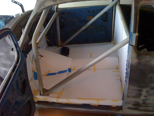 VW Beetle interior with roll cage