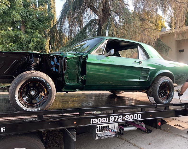 Ford mustang on trailer