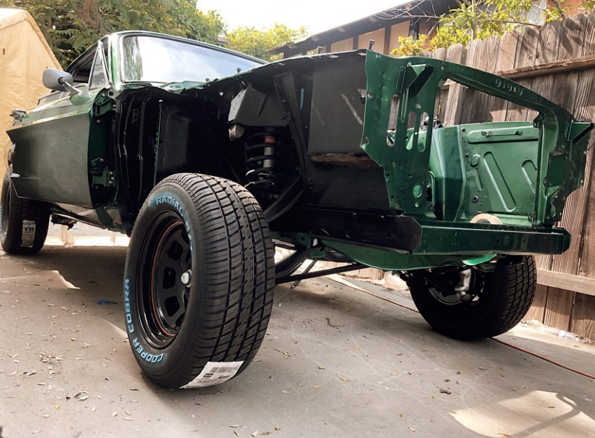 painted Ford Mustang frame