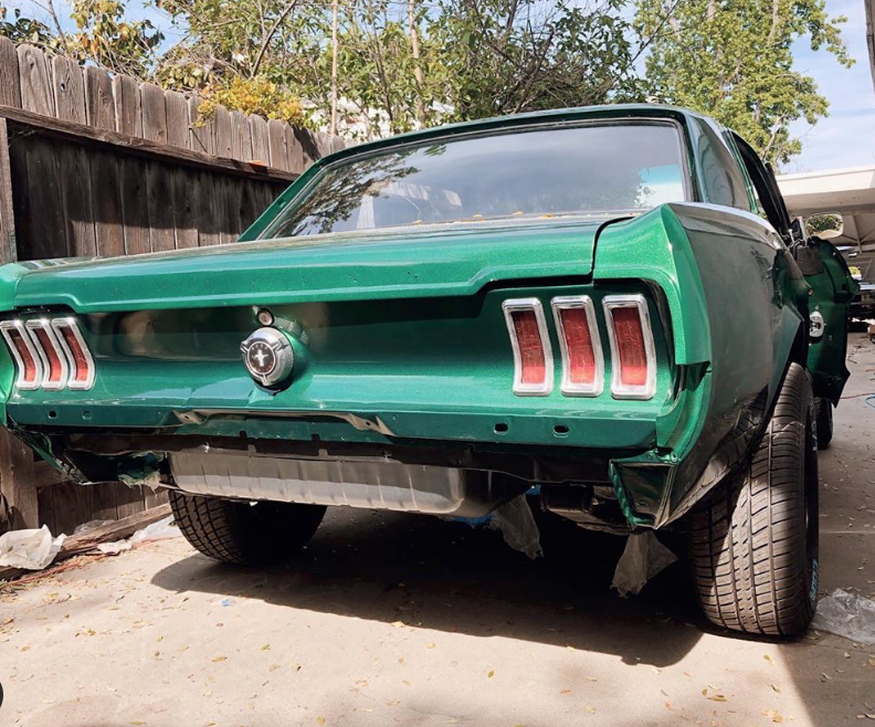 dark moss green mustang rear