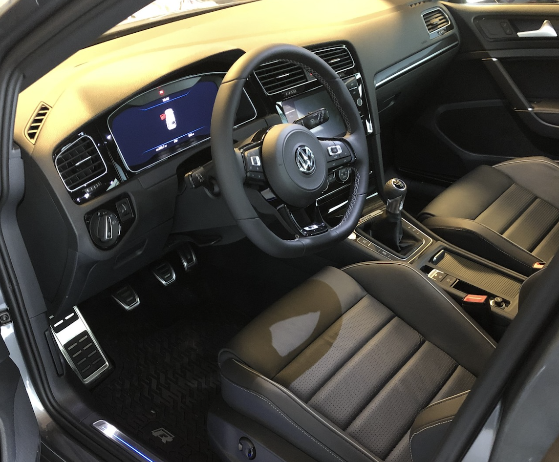 2019 VW Golf R interior with manual shifter